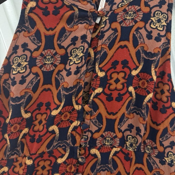 Free People Mini Dress Paisley Retro Print 60s Vibes Size 0 / XS Festival Summer - Picture 5 of 10